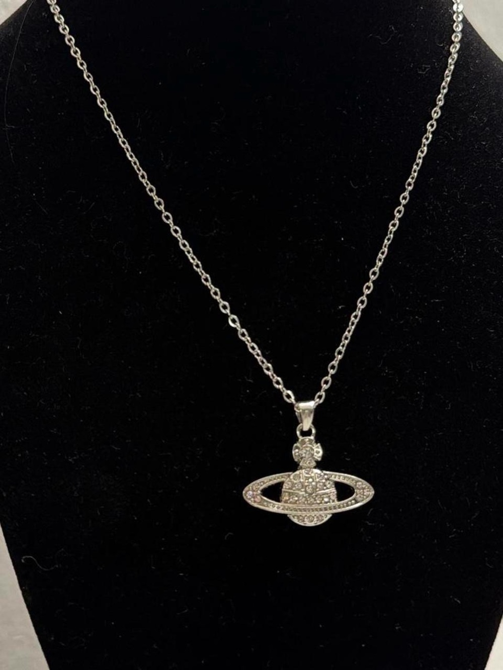 Vivienne Westwood Silver Crystal Planet Pendant Necklace